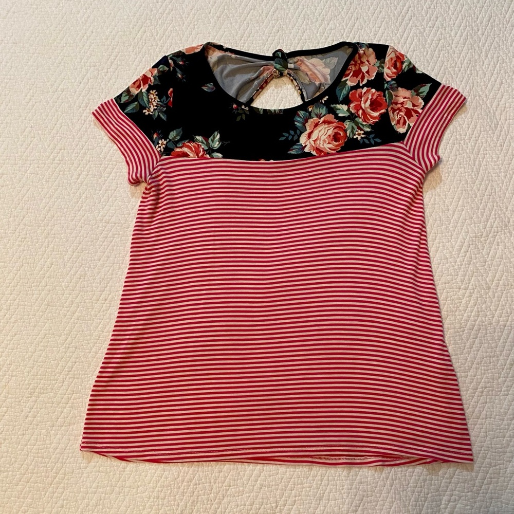 Floral and Striped Women's Top